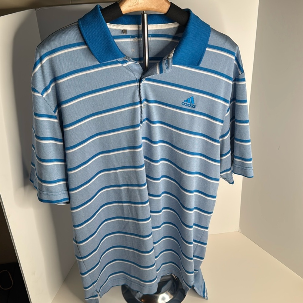 Adidas Golf Polo. Blue stripes. Size M